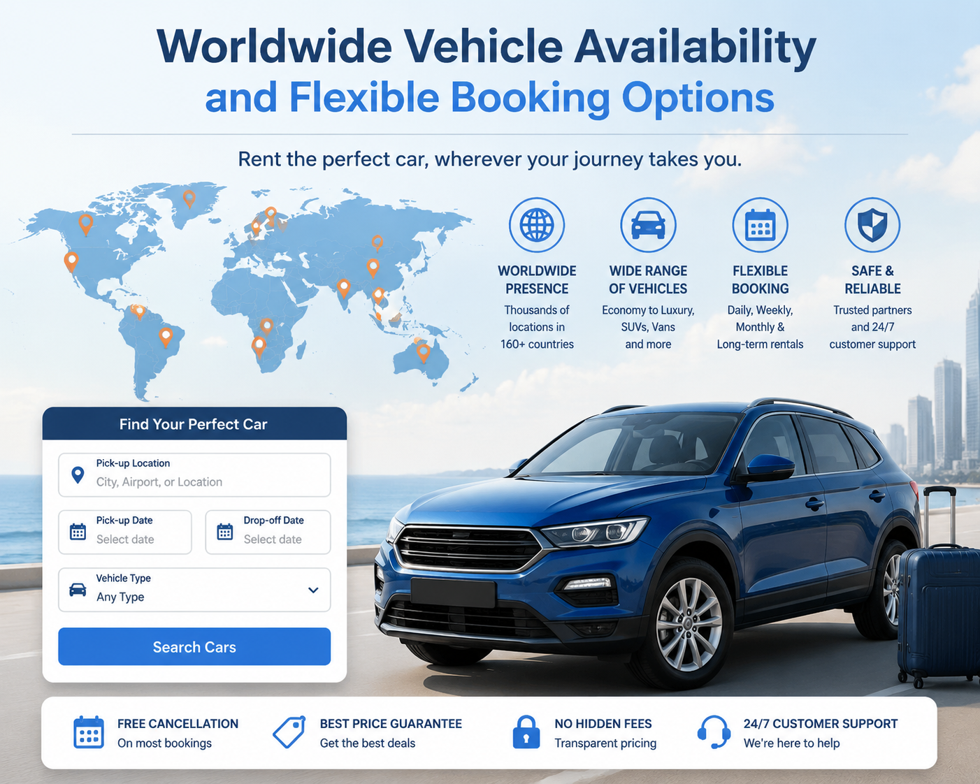 Holiday Autos-Worldwide Vehicle Availability and Flexible Booking Options